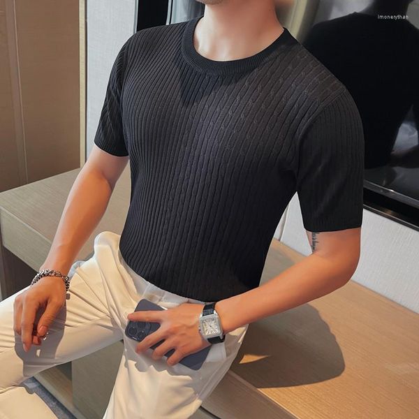 Camisetas masculinas moda verão gola redonda manga curta camisetas para roupas masculinas 2023 plus size 4XL-M respirável casual malha camiseta