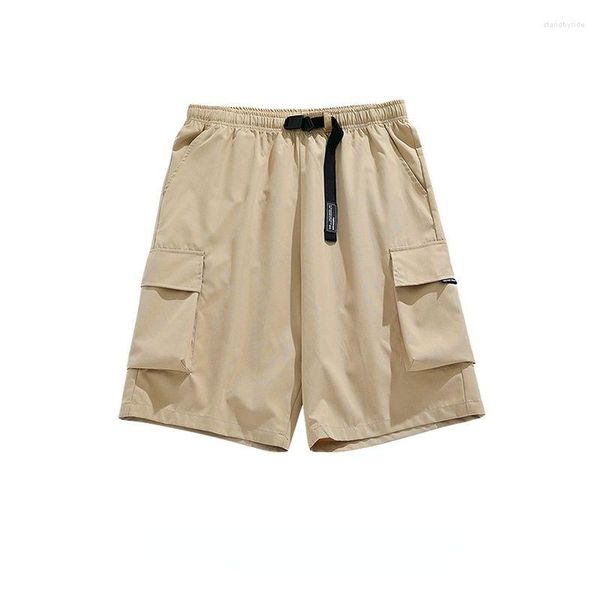 Shorts Masculino Estilo Funcional Vintage Multi Bolso Cargo Masculino Marca Na Moda Calça Perna Larga Solta para o Verão