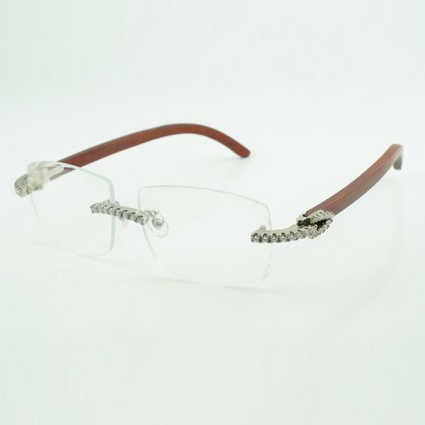 Новые деревянные очки с муассанитом и бриллиантами 3524015, мужские и женские, с оригинальными деревянными ножками и прозрачными линзами, размер: 57-18-140 мм.