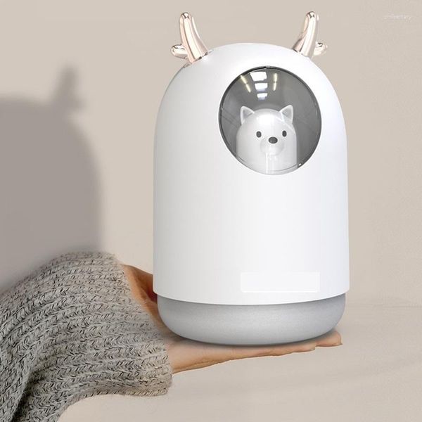 Umidificador fofinho animal de estimação ultrassônico nevoeiro frio aroma difusor de óleo de ar LED lâmpada de luz noturna