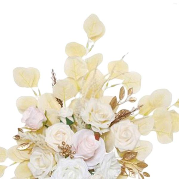 Dekorative Blumen 2 Stücke Künstliche Blume Bogen Dekor Türkranz Eukalyptusblätter Rose Hochzeit Für Stuhl Party Empfang Laube