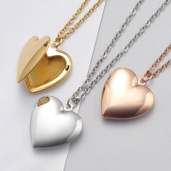 Collane con ciondolo 2 pezzi regalo di gioielli a forma di cuore polacco a specchio per le donne collana fai-da-te cornici per medaglioni