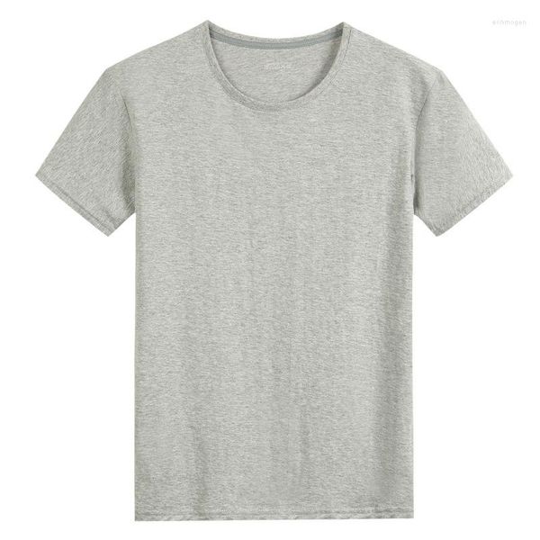 Ternos Masculinos A2251 Camiseta de Algodão Verão de Cor Sólida Tecido de Toque Suave Basic Tops Tees Roupas Masculinas Casuais Moda