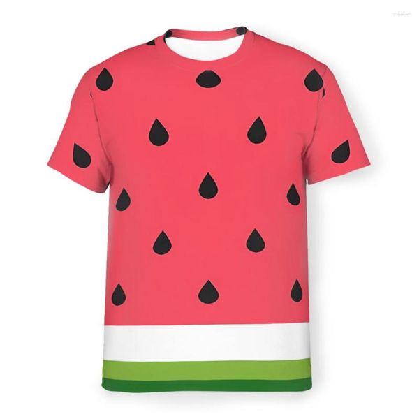 Herren-T-Shirts, Farbe, Polyester, T-Shirt für Männer, Wassermelone, abstrakt, Basic, lässig, dünnes Hemd, Neuheit, trendig