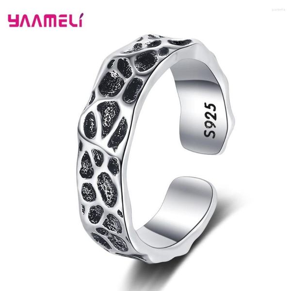 Кластерные кольца 925 Стерлинговые серебряные ювелирные украшения рок -винтажный стиль открытые регулируемые аксессуары для пальцев для мужчин S925.