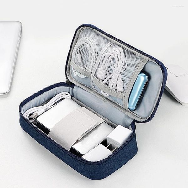 Sacos de armazenamento Digital USB Gadget Pouch Mesh Divisória destacável Cable Bag Organizador Eletrônico Viagem