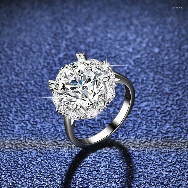 Cluster Rings AETEEY 5CT 11mm D Color Real Moissanite Diamond Flower Ring Pure S925 Sterling Silver Fine Jewelry Regalo di nozze per le donne