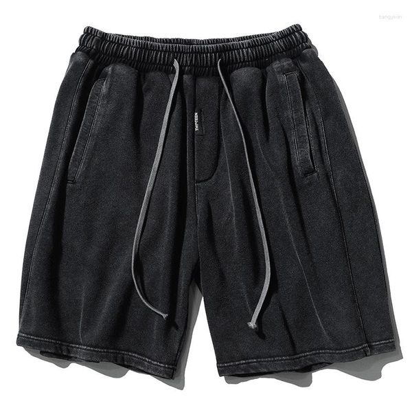 Shorts pour hommes été en détresse sortes japonais Wased rétro Streetwear noir lâche décontracté cordon élastique taille tri