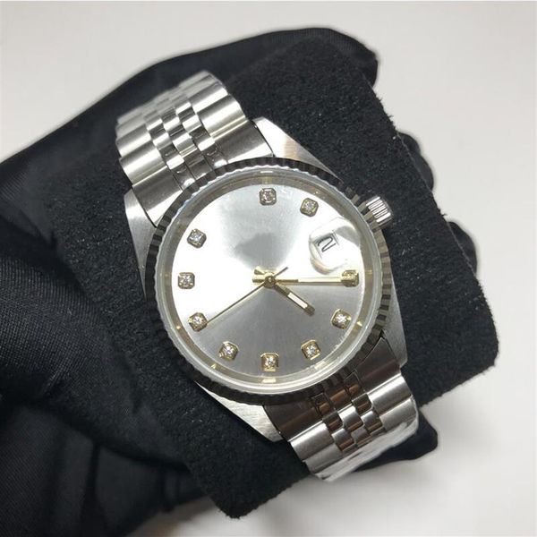 18 Stile Silberne Uhr Automatik Asia 2813 Luxusuhren Herren Damen Datejust 36mm schwungvolle Uhren leuchtende Nadeln Ein Edelstahl st301y