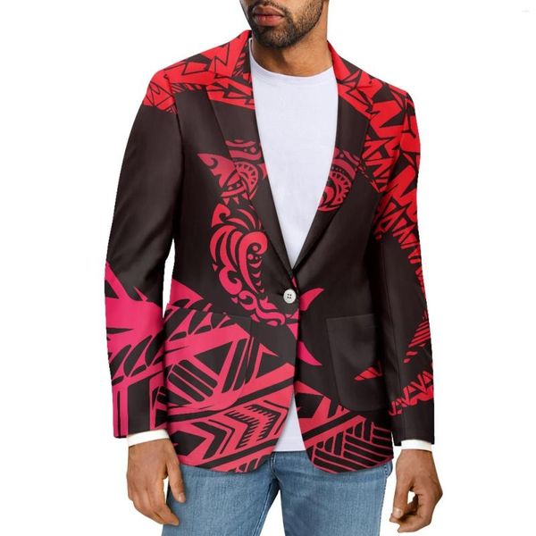 Abiti da uomo Polynesian Tribal Pohnpei Totem Tattoo Prints Uomo Slim Fit Fashion Blazer Suit Coat Manica lunga da ufficio di alta qualità