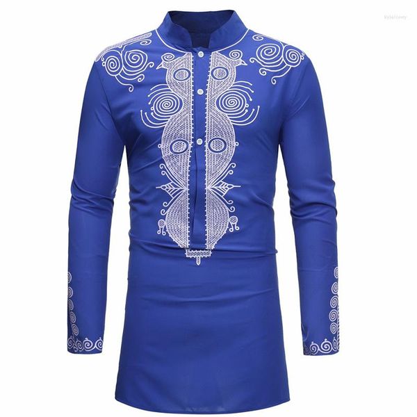 Abbigliamento etnico Mens Hipster Stampa africana Camicia elegante Dashiki 2023 Camicie a maniche lunghe da uomo tribale di marca Africa Camisa