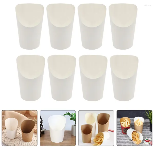 Tazze usa e getta Cannucce 50 pezzi Wok Fries Cup Falafels Scatola per popcorn Carta kraft Tazza francese portatile Waffle