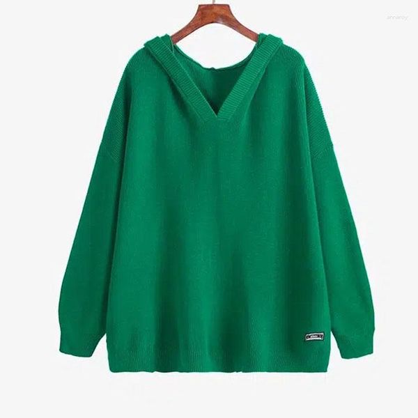 Kadın Sweaters Boyutu 6xl 150kg Kore tarzı Retro Sweater Sonbahar ve Kış Koleji Külkü Kalın Düz Renkli Ceket Örme Üst