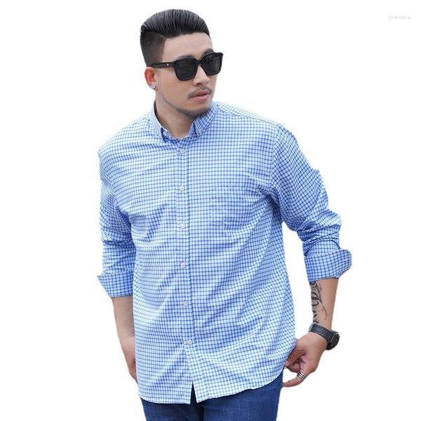 Camisas casuais masculinas Arrival Fashion Super Large Algodão Business Loose Fios Tingidos Manga Longa Xadrez Camisa Plus Size 2XL-6X7XL8XL10XL