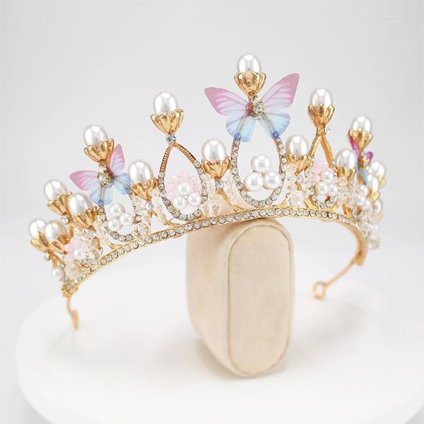 Başlıklar GH0808E Kelebek Crown Gelin Headdress Atmosferik Gelinlik Tiara Barok Doğum Günü Saç Aksesuarları