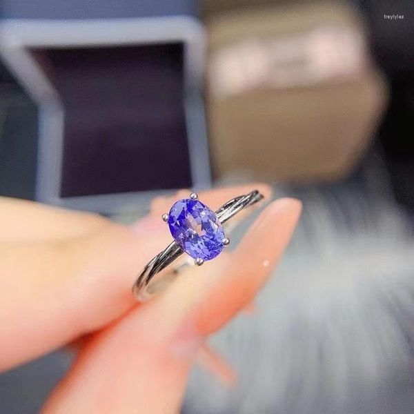 Anelli a grappolo MeiBaPJ Gemma di tanzanite naturale Anello di moda semplice per le donne Gioielli da sposa in argento sterling 925