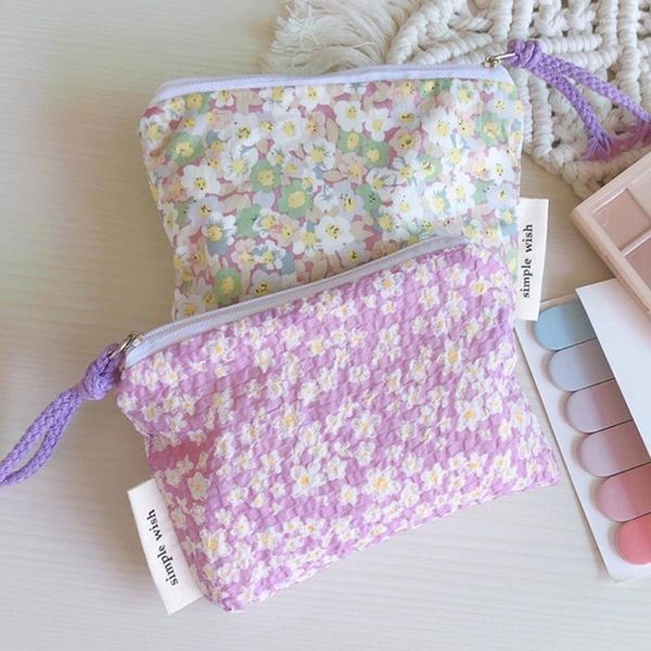 Sacos de cosméticos de algodão organizador de bolsa de maquiagem pequena para mulheres batom estojo de maquiagem crianças bolsa de mão bolsa de moedas