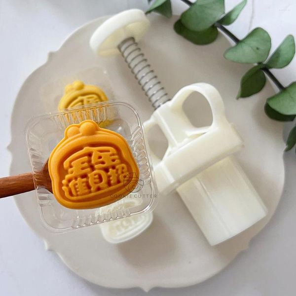 Pişirme Kalıpları 20G Çanta Şeklinde Mooncake Kalıp Hamura El-Preslenmiş Maş Fasulye Kek 3D Dekorasyon Abs Plastik DIY Aletleri