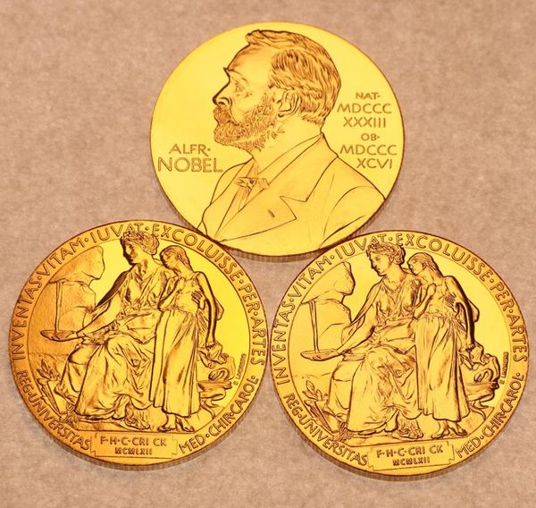 5pcs/Set Gifts Нобелевская премия по физиологии или медицине золотая монета Nobel Head Head Portrait Coin.cx