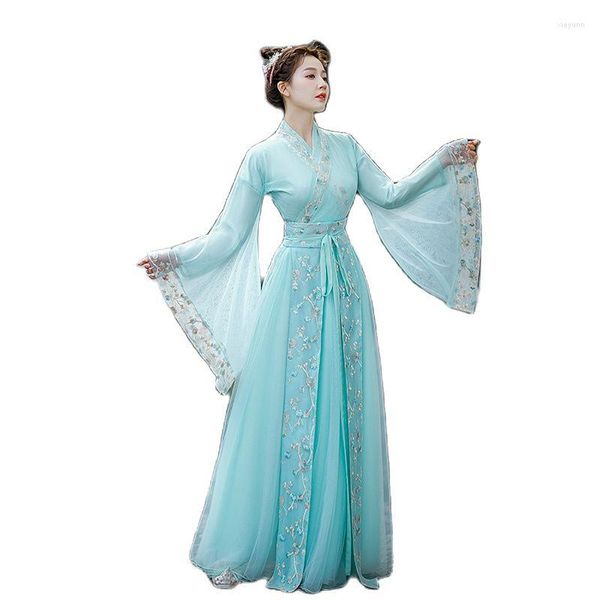 Abbigliamento da palcoscenico Abito da donna verde Costume cosplay da fata Abito tradizionale Hanfu Prom Compleanno formale Regalo di Natale Film TV