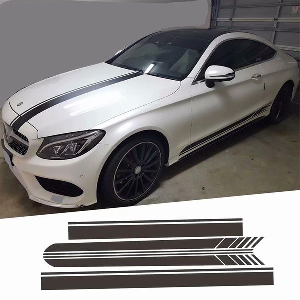 Для Mercedes Whole Sticker Racing Line Car Cood Roof Хвост для корпуса декоративная наклейка наклейки для юбки, подходящие для Benz A B C E S Class280J