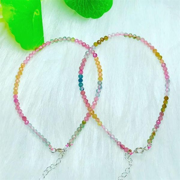 Strand Natural Clorful Tourmaline Bracelet Bracelet Crystal Fashion Bangles Women Healing DIY для девочек -ювелирных изделий 1pcs 2 мм