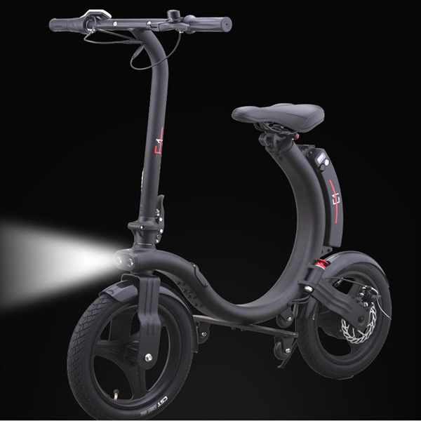 260W Bicicletta elettrica pieghevole Fuoristrada ATV Pieghevole a lungo raggio 5 2Ah Batteria potente di sicurezza Bicicletta da 14 pollici per adulti e bambini blac277d