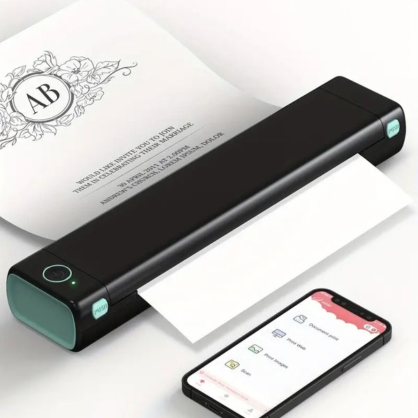 Phomemo Portable Printer Wireless для путешествий, M08F-букватор BT Mobile Printer Support 8,5 