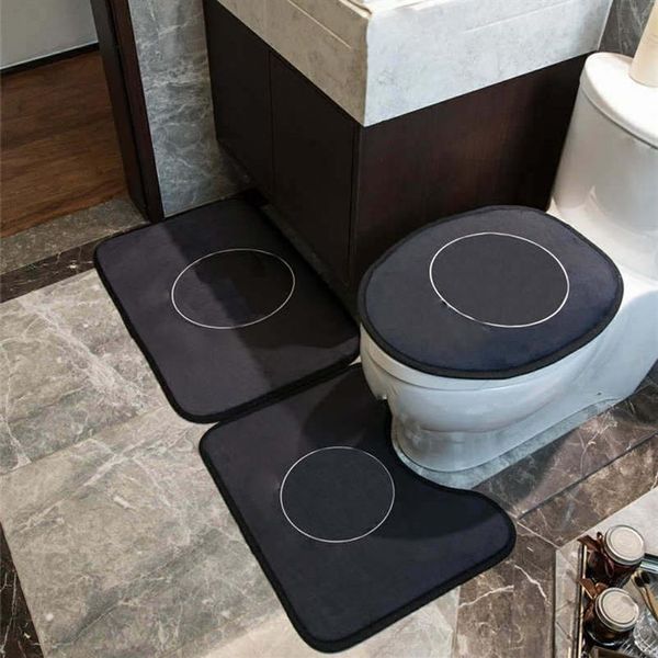 Coprisedili per WC stampati moda Toilette per bagno Tappetini a forma di U 3 pezzi Set Comodo zerbino per casa antiscivolo Tappeto289i