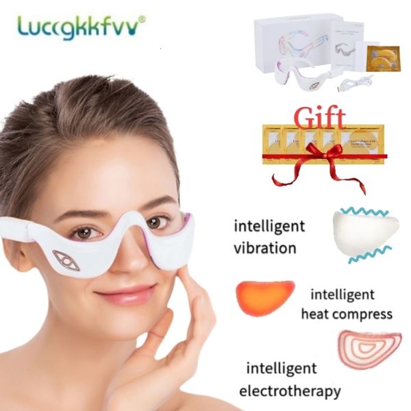 Dispositivos de cuidados faciais 3D Smart Vibration Micro Current Pulse Infrared Heat Compress Eye Massager Fadiga Aliviar Redução de Rugas Remove Dark Circle 230728