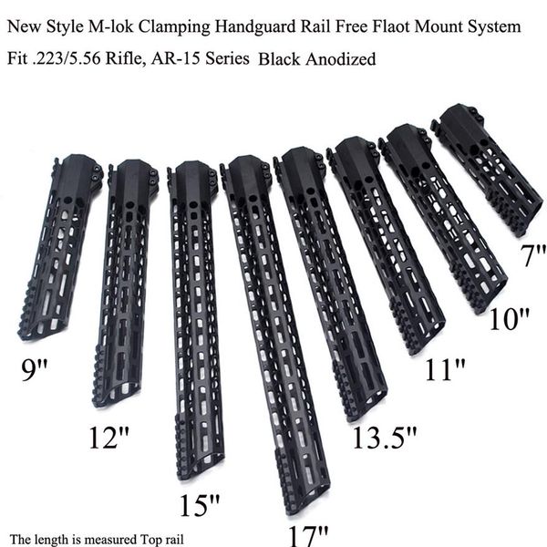 7 9 10 11 12 13 5 15 17'' Zoll Neues Design M-Lok-Klemmhandschutzschiene Float Picatinny-Montagesystem Schwarz Farbe 204A