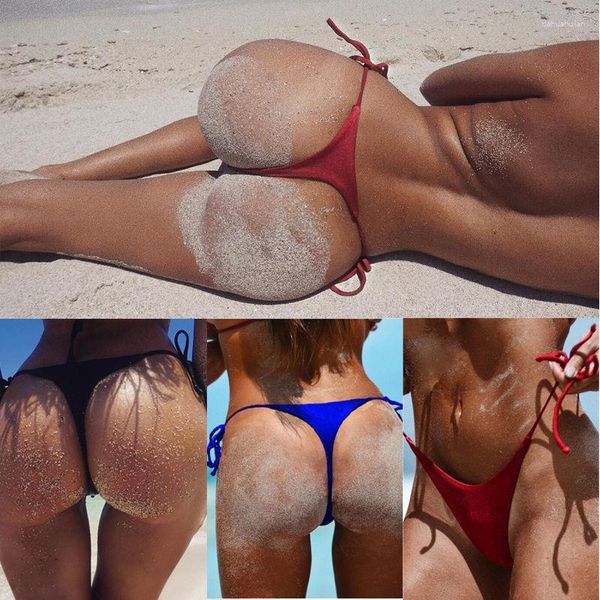 Biquíni feminino Sexy Cuecas de banho Brasileiras Cheeky Bottoms Fio dental Tangas Fatos de banho Maiôs