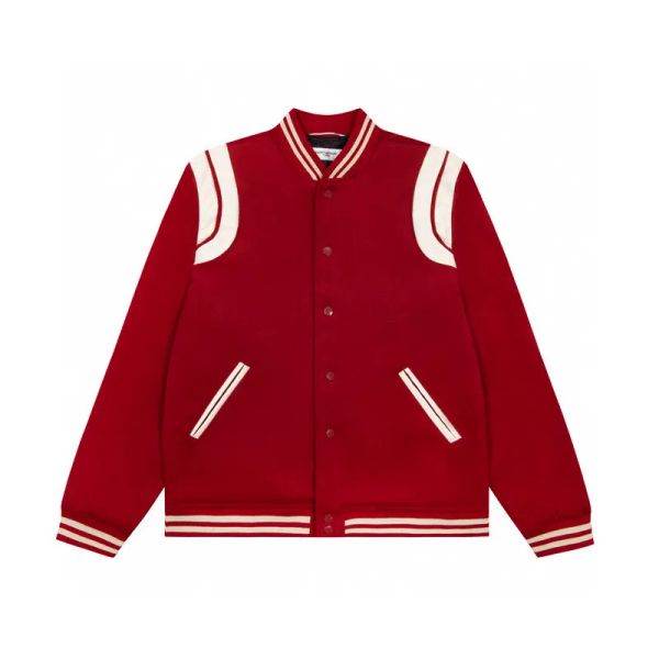 Jaqueta masculina de designer casaco masculino street hip-hop clássico retrô uniforme de beisebol caxemira cor pura masculino casual all-match parka vermelho CHG23072912