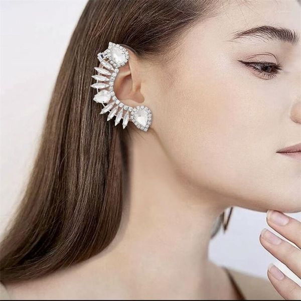 Orecchini a bottone 2023 moda metallo strass clip geometrica festa nuziale gioielli di lusso accessori affascinanti da donna