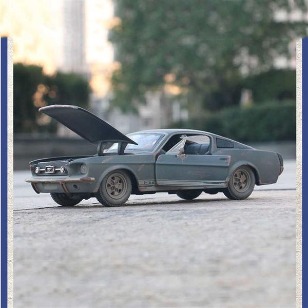 Diecast 1 24 Ford Mustang GT modificado 1967 Make Old Simulation Alloy Car Model Gift Display Mini Toys Ornaments Souvenir257v