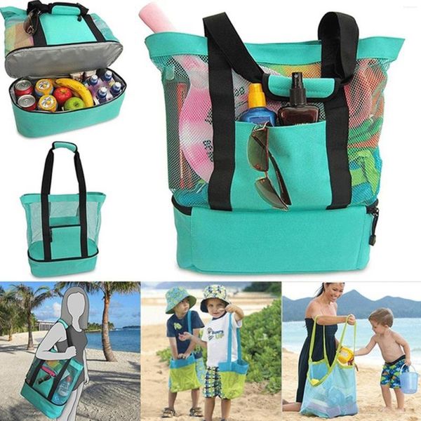 Bolsas de armazenamento com isolamento Bolsa de praia com malha uniforme Zíper suave Portátil Organizador fresco 2023 Moda