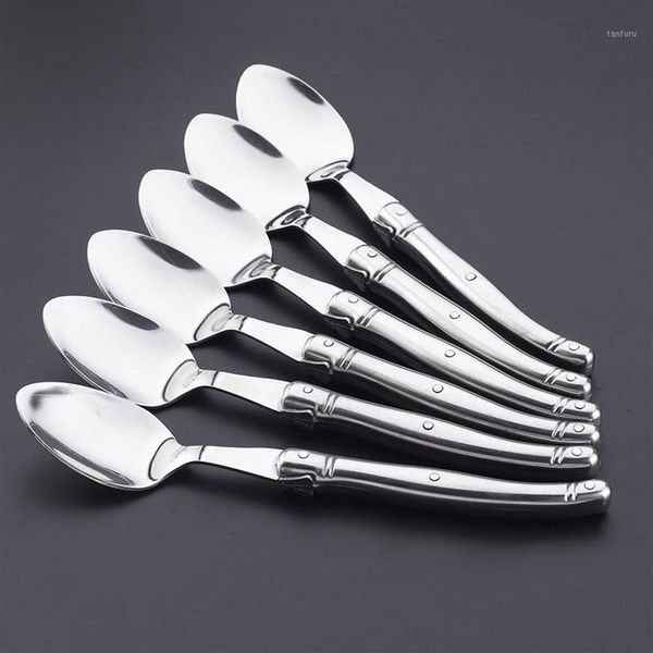 Spoons 8 5'' Laguiole Dinner Spoon Stainless Steel Tablespoon Silverware Hollow Long Handle Public Large Soup Rice Cutle193x