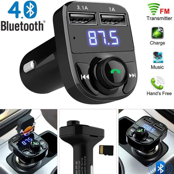 Trasmettitore FM Modulatore ausiliario Bluetooth Hands Car Kit Car Audio Lettore MP3 con 3 1A Caricabatteria da auto doppio USB a ricarica rapida QC48318p