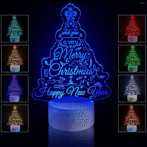 Luci notturne Decorazioni per la casa Albero di Natale Lampada a led in acrilico 3D Camera da letto per bambini per regalo per ragazzi e ragazze