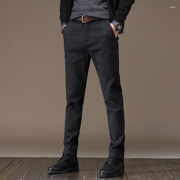 Pantaloni da uomo Autunno Casual da uomo con bottoni Abito da lavoro dritto Moda maschile Streetwear Pantaloni da ufficio dalla vestibilità comoda e rilassata