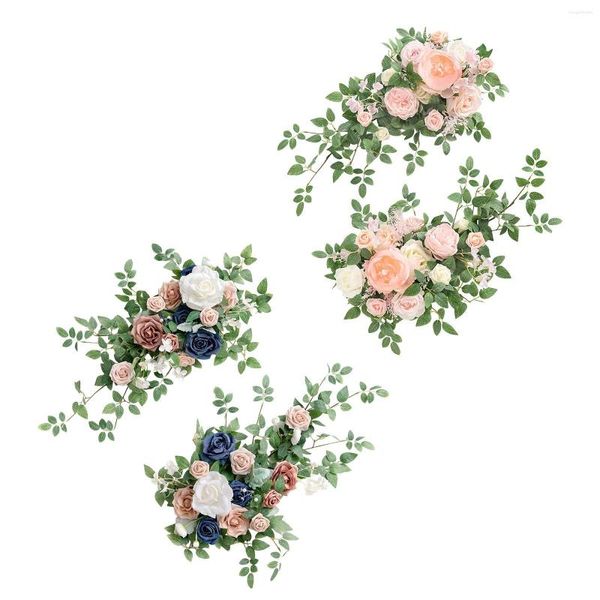 Dekorative Blumen, 2 x Seidenblumen-Swag-Bogen-Girlanden, hängende Hochzeits-Sets, Rosen für Tisch, Party, Wand, Empfangszeremonie