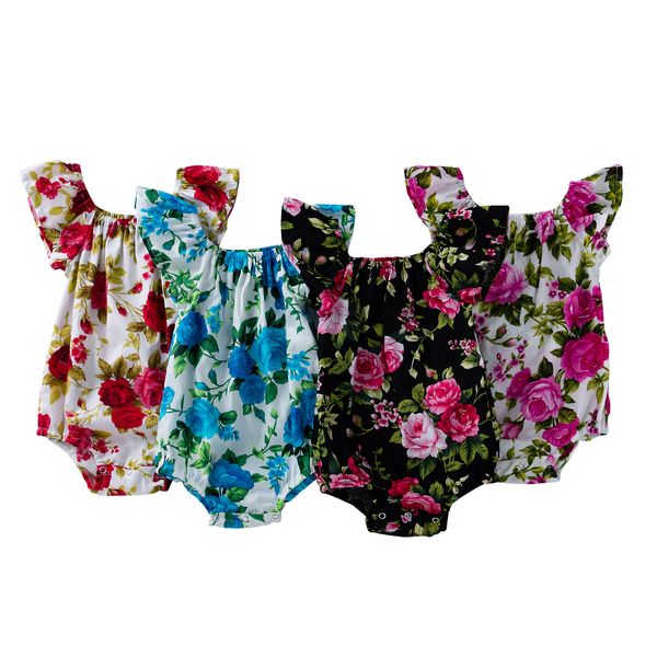 Macacão Babany bebe born Bebê Estampa Floral Macacão Flutter Roupas Meninas Verão Macacão Sem Manga Pography Costume 230728