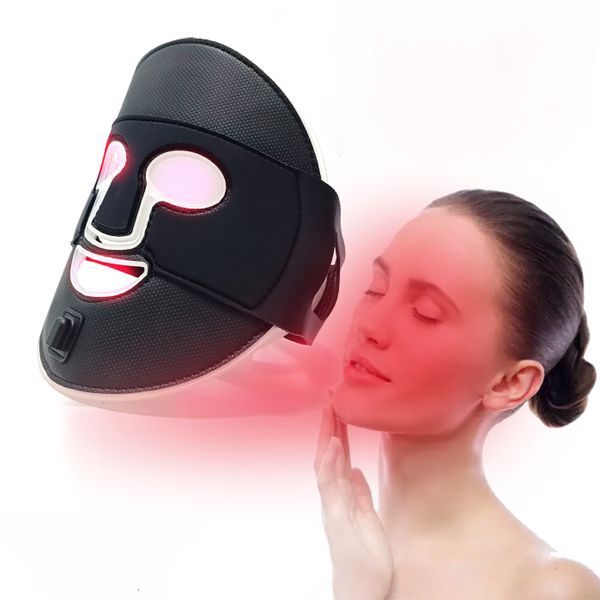 Massageador Facial LED Color Light Beauty Mask Silicone P on Skin Rejuvenation Instrument Red Household 230728