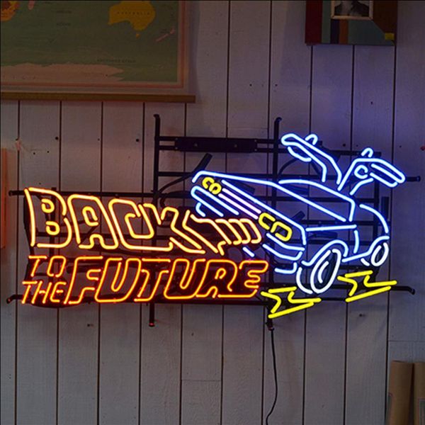 Insegna al neon per Ritorno al futuro Auto Tubi di vetro vintage Lampada Birra Lampada ristorante luce pubblicità LOGO personalizzato Arte fatta a mano light2907