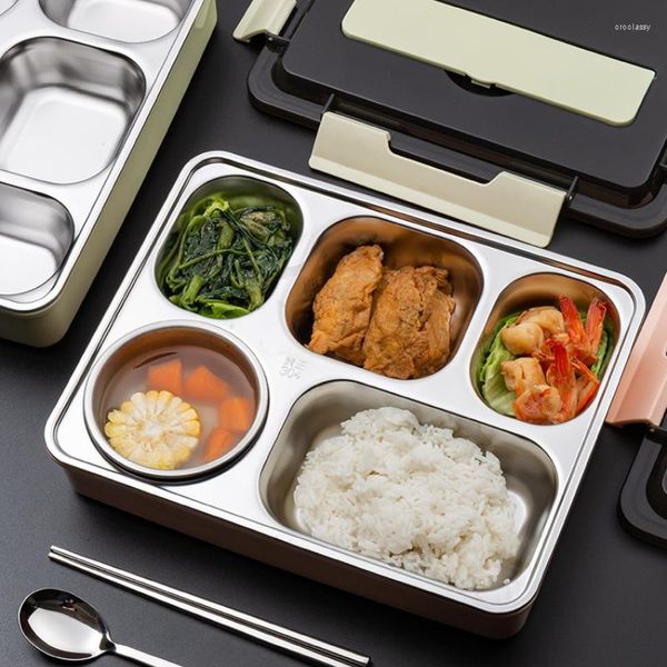 Conjuntos de louça de aço inoxidável bento caixa com recipientes de armazenamento de copo de sopa crianças almoço térmico para escola japonesa