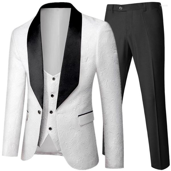 Мужские костюмы банкетные перо тиснений дизайнер дизайнер блейзер на брюки жилет / 2023 костюм для брюки для брюк 3