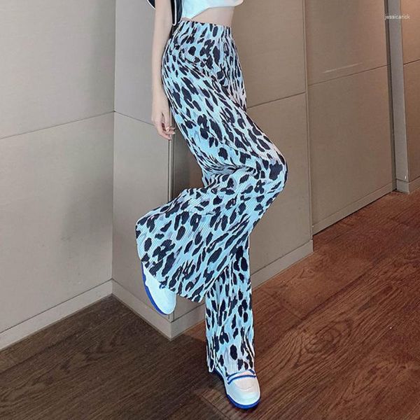 Pantaloni da donna Donna Leopard Straight High Street Stile coreano Moda Baggy Lady Hipster All-match Summer Chic Light Soft Pantaloni casual