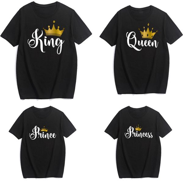 Mädchenkleider Lustiger König Königin Prinz Prinzessin Familie Passende Kleidung Lässige Vater Sohn Mutter und Tochter Hemden Gold Crown Print Tops 230728