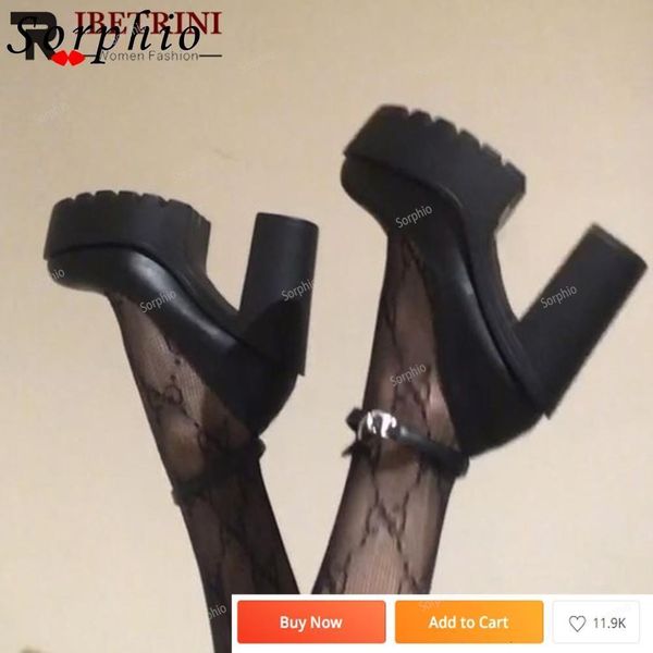 Sapatos sociais femininos bombas clássicas moda sapatos de plataforma em salto alto salto grosso tira no tornozelo marca na moda Marry Jane mulher preto 230729