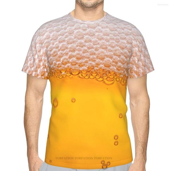 Herren-T-Shirts, Bier, Sommer, Herren, 3D-gedruckt, lockeres Polyester-T-Shirt, schnell trocknende, kurzärmelige, atmungsaktive Kleidung